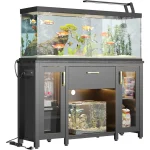55 Gallon Fish Tank Stand with LED Light and Storage 1
