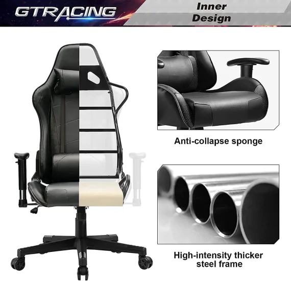 GTRacing Gaming Chair Ergonomic Swivel Recliner 4 | PricZone