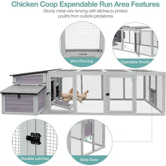 103 inch Large Wooden Chicken Coop for 4 6 Chickens 4 | PricZone