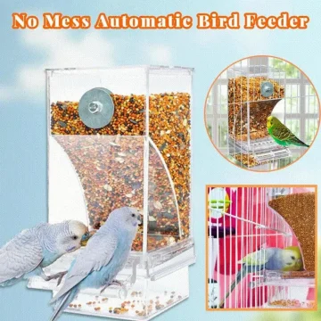 Automatic No Mess Parrot Feeder - Acrylic Bird Cage 2