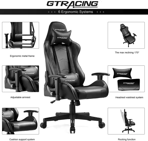 GTRacing Gaming Chair Ergonomic Swivel Recliner 5 | PricZone