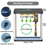 Glass Fish Tank Starter Kit 4.35 Gallon Betta Desktop Aquarium Mini Bowl Shrimp with LED Pump Oxygen Pump Air Intake Water 3