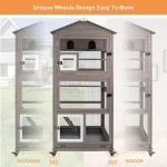 688 inch Large Wooden Bird Aviary Cage with Wheels 6 | PricZone