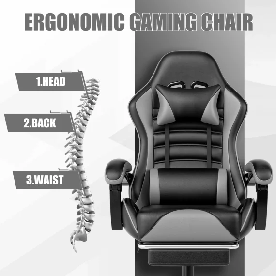 Ergonomic Racing Gaming Chair with Footrest 4 | PricZone