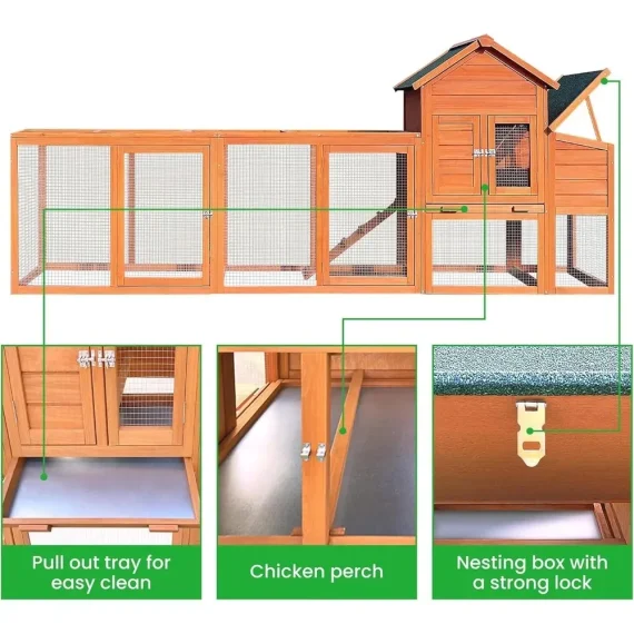 122 inch Chicken Coop with Nest Box and Tray 5 | PricZone