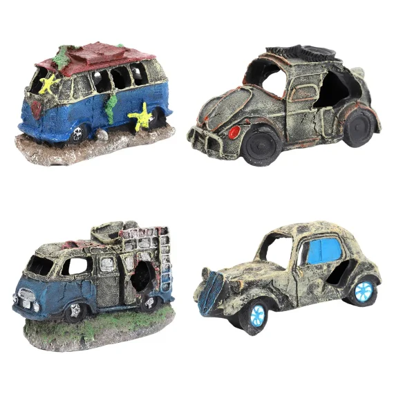 Resin Car Wreck Aquarium Decor Fish Hideout 6 | PricZone