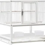 Parakeet Cage Wrought Iron 30 inch with Stand White 1 | PricZone