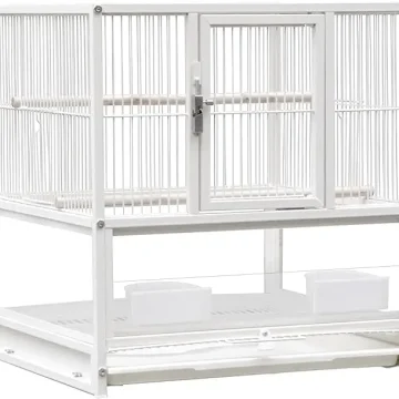 Parakeet Cage Wrought Iron 30-inch with Stand White 1