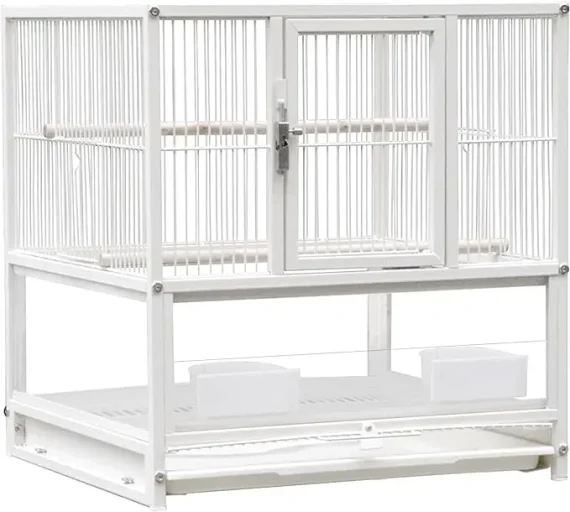 Parakeet Cage Wrought Iron 30 inch with Stand White 1 | PricZone