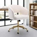 Modern Velvet Swivel Office Chair with Gold Base 2 | PricZone