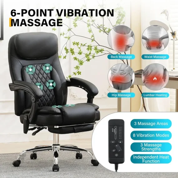 Ergonomic Heated Office Chair with Footrest 4 | PricZone