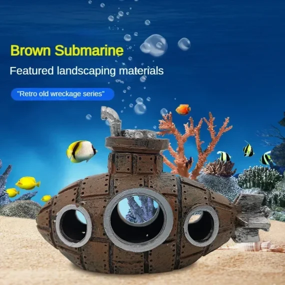 Resin Submarine Aquarium Ornament Fish Tank Decor 4 | PricZone