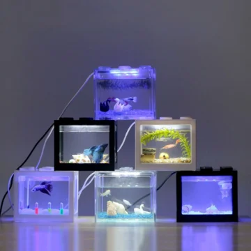 USB Mini Aquarium Fish Tank with LED Lamp Light Office Desktop Tea Table Decoration Accessories Shrimp supplies aquarium 1