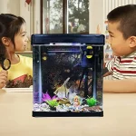 Glass Fish Tank Starter Kit 4.35 Gallon Betta Desktop Aquarium Mini Bowl Shrimp with LED Pump Oxygen Pump Air Intake Water 6