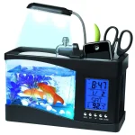 LED Mini Fish Tank Aquarium with Clock and Display 5