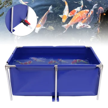 Blue Cuboid Canvas Fish Pond Aquarium Fish Water Tank Coating Koi Breeding Pond 2 | PricZone
