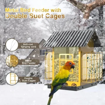 Hanging Metal Bird Feeder with Suet Cages 2