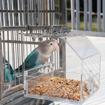 No Mess Acrylic Parrot Feeder for Small Birds 2