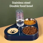 3-in-1 Pet Bowl Feeder With Water Fountain 1