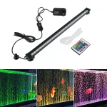 Aquarium Underwater Air Bubble LED Light Fish Tank RGB Submersible Lamp + Remote 1