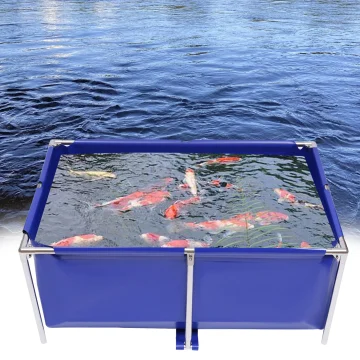 Blue Cuboid Canvas Fish Pond Aquarium Fish Water Tank Coating Koi Breeding Pond 1