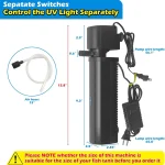 Aquarium Filter for 40-150 Gallon Tank U-V Fish Tank Green Clean Machine Submersible Powerful Pump Canister Filter 400GPH 6