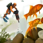 Cute Resin Frogman Aquarium Ornaments Interesting Floating Decoration Simulated Mini Diver Fish Tank Aquarium Accessories 5
