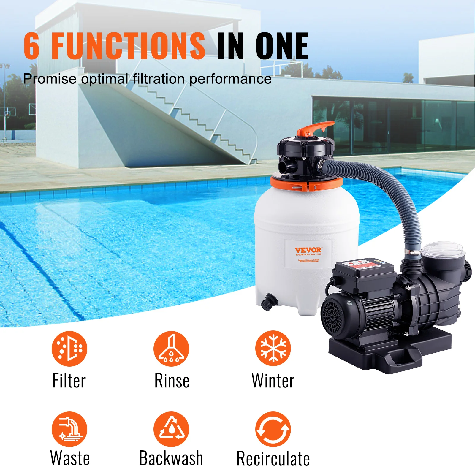 VEVOR Sand Filter Pump for Above-Ground Pools 4 VEVOR Sand Filter Pump for Above-Ground Pools 4