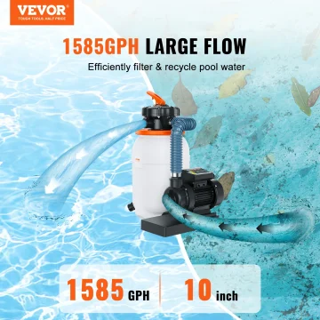 VEVOR Sand Filter Pump for Above Ground Pools 10inch/12inch 1585 GPH Swimming Pool Pumps System & Filters Combo Set for Pool Use 2