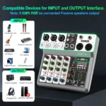 Aveek 5-Channel USB Bluetooth Audio Mixer Console 2