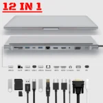 12-in-1 USB C Hub Dock for Surface Book 2 1