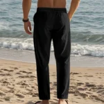 Mens Lightweight Linen Beach Pants with Pockets 2