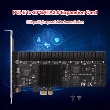 Mining 20/16/12/6 Ports SATA 6Gb to PCI Express Controller for PC Expansion Card PCIe to SATA III Converter PCIE Riser Adapter 2