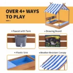 Large Wooden Sandbox with Roof for Kids 3