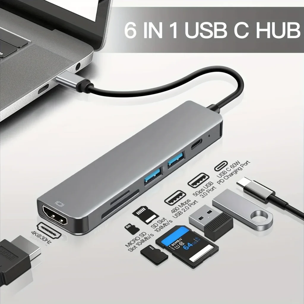 6 in 1 USB C Laptop Dock with 4K and PD Charging 1 | PricZone