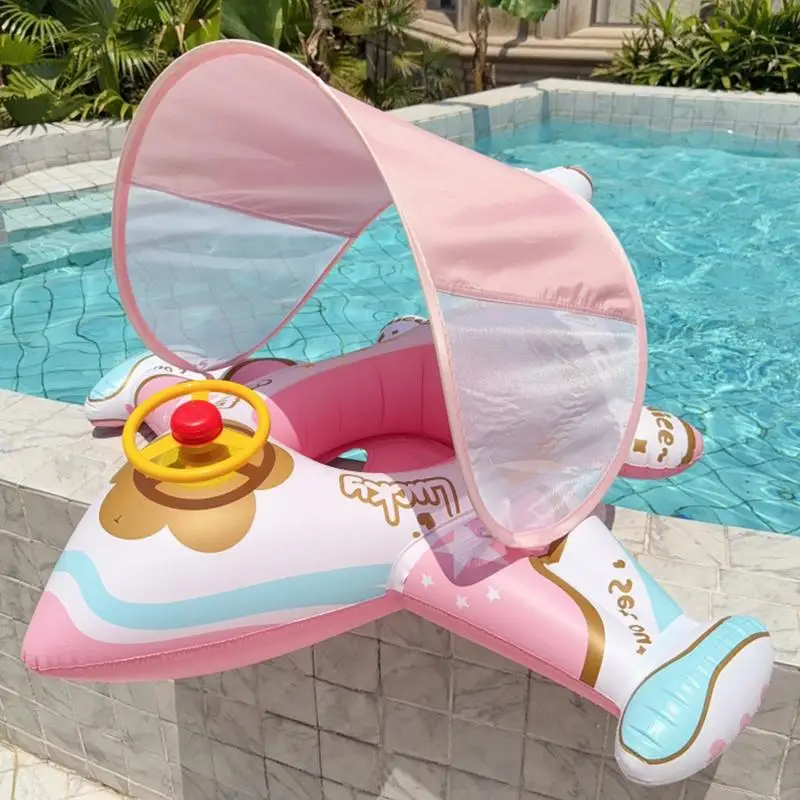 Baby Airplane Pool Float with Sunshade Lounger 4 Baby Airplane Pool Float with Sunshade Lounger 4