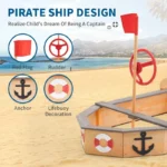 Pirate Ship Wooden Sandbox with Bench Seats 3