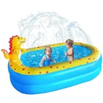 Dinosaur Kiddie Pool with Sprinkler Inflatable Summer Fun Water Play Mat Children Outdoor Indoor Ages 2 Above 2