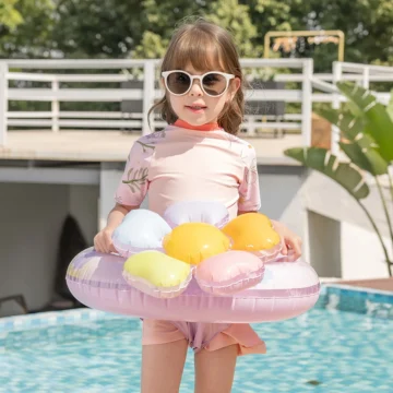 Inflatable Flower Baby Swim Ring with Handle 1