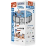 Round Above Ground Swimming Pool Set Outdooor Metal Frame Family Pool with Filter Pump, Ladder, and Cover 6