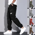 Mens Corduroy Loose Fit Cargo Work Pants 3