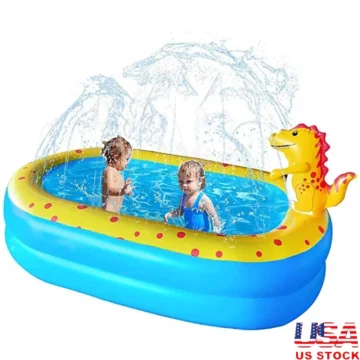 Dinosaur Kiddie Pool with Sprinkler Inflatable Summer Fun Water Play Mat Children Outdoor Indoor Ages 2 Above 1