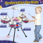 Kids Blue Drum Set with Stool and Drumsticks 5