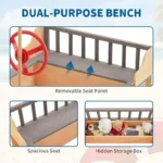 Pirate Ship Wooden Sandbox with Bench Seats 5