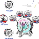 Mini Jazz Drum Set with LED and Stool for Kids 4