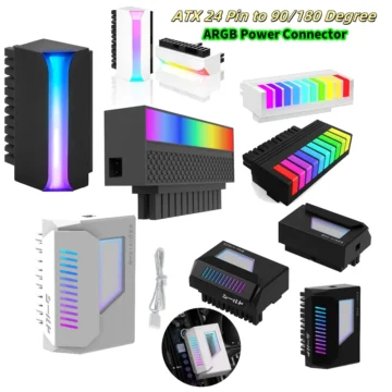 ATX 24 Pin 90 Degree ARGB Power Adapter Cable 1