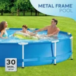 Blue Round Metal Frame Swimming Pool 3