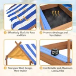 Large Wooden Sandbox with Roof for Kids 5