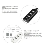 Portable 4-Port USB 2.0 Hub Splitter Adapter 4