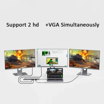 12 in 1 Type-C Adapter HUB USB 3.1 to Dual HDMI-compatible 4K Docking Station 1